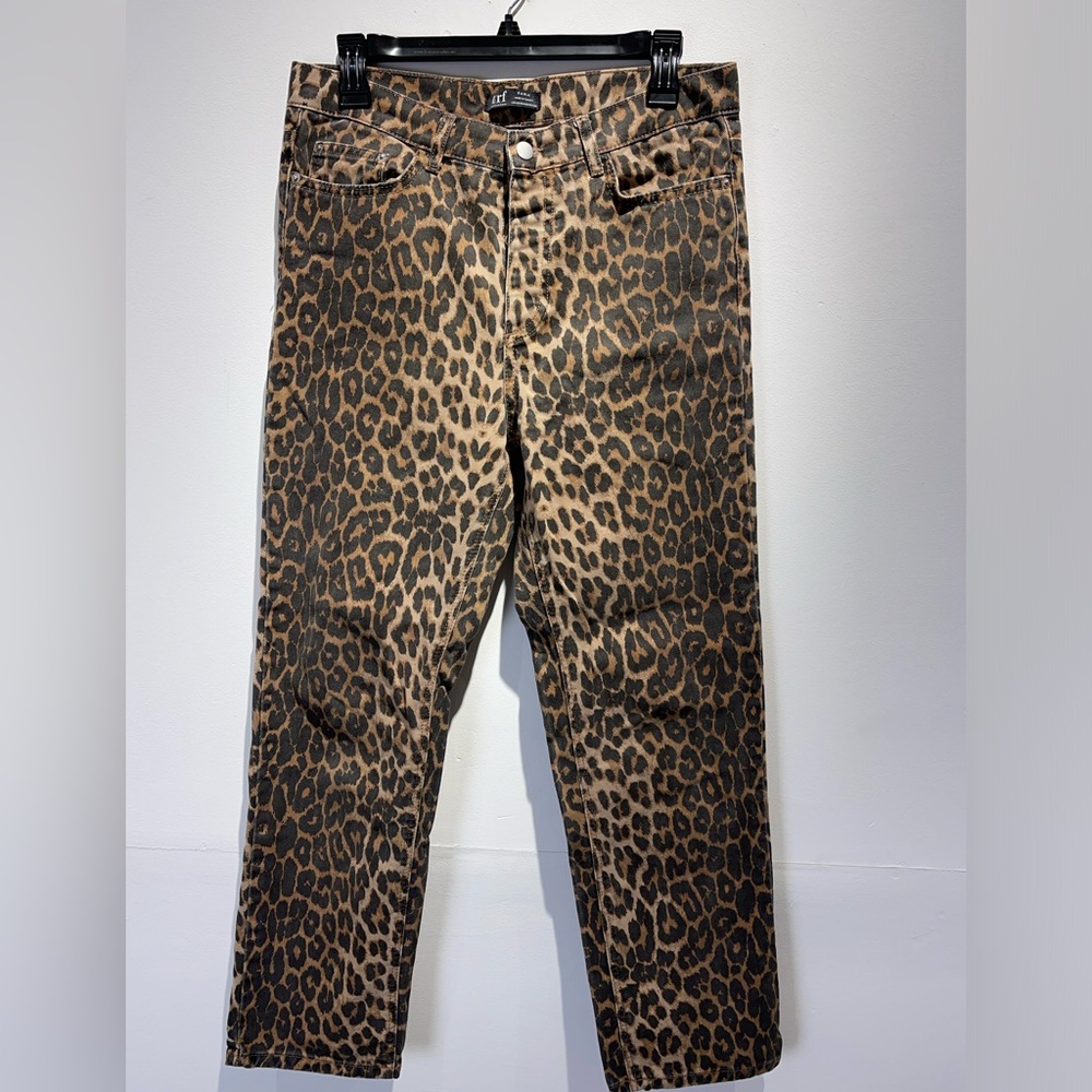 Zara leopard high waist relaxed leg jeans US 8 euro 40 🐆